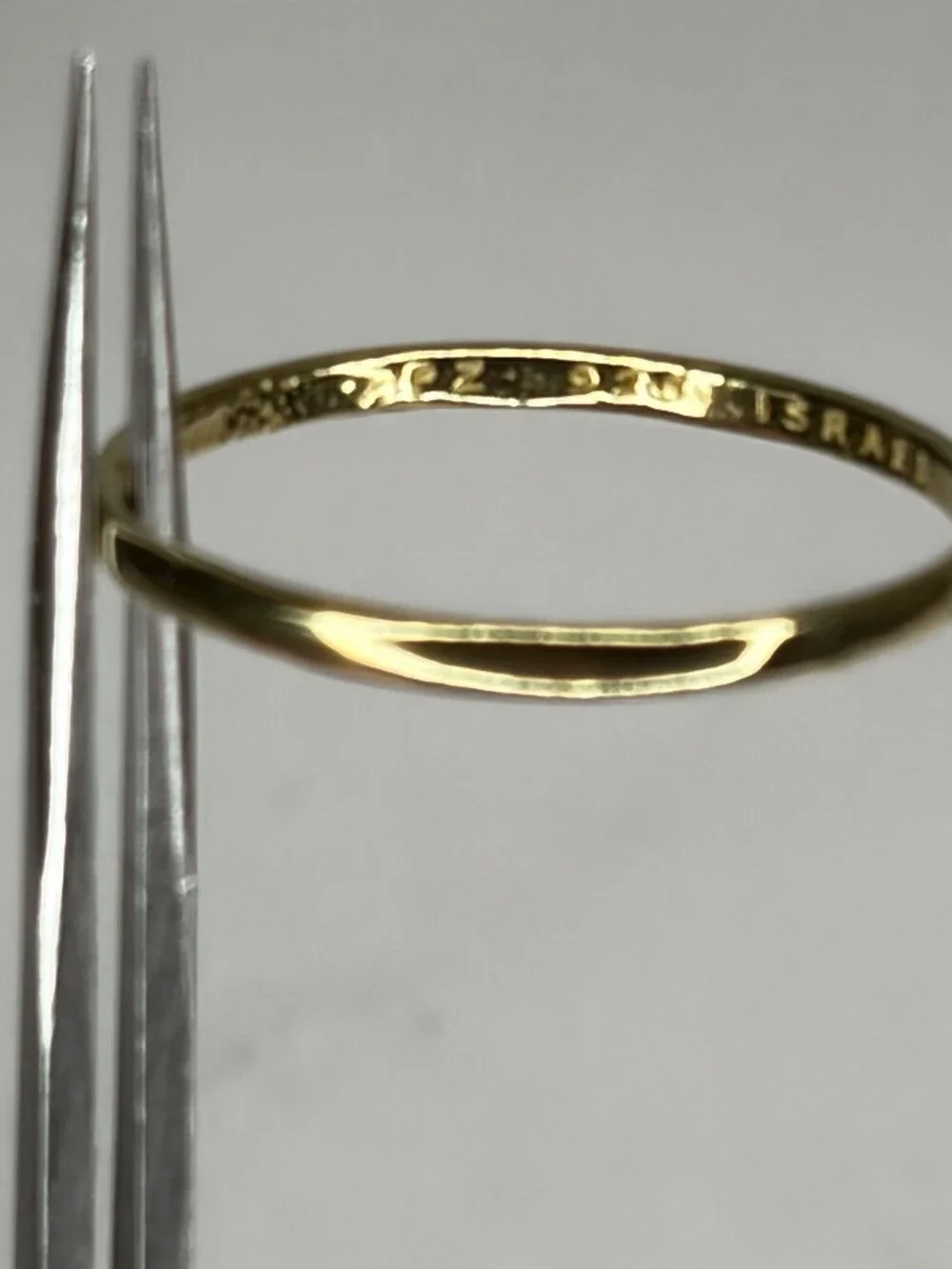 925 Sterling Silver Gold Vermeil Thin Stacking Band Ring Israel Sz 12 1.2g